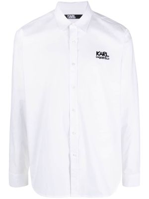 Karl Lagerfeld embossed-logo long-sleeve shirt - White