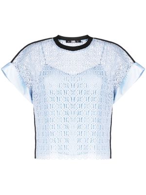 Karl Lagerfeld embroidered lace blouse - Blue
