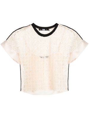 Karl Lagerfeld embroidered lace blouse - White