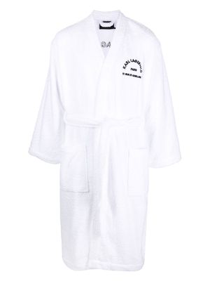 Karl Lagerfeld embroidered logo bathrobe - White