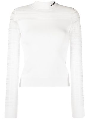 Karl Lagerfeld embroidered logo high-neck jumper - White