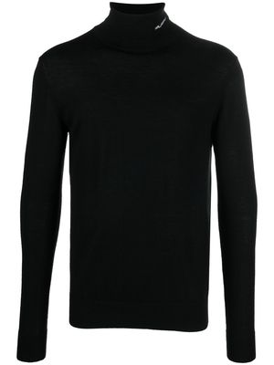 Karl Lagerfeld embroidered-logo roll-neck jumper - Black