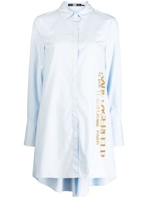 Karl Lagerfeld embroidered-logo shirt dress - Blue