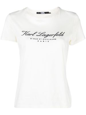 Karl Lagerfeld embroidered-logo short-sleeve T-shirt - White