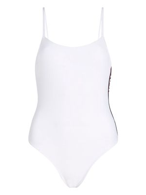 Karl Lagerfeld Essential logo-print swimsuit - White