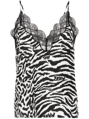 Karl Lagerfeld fan-lace zebra-print top - Black