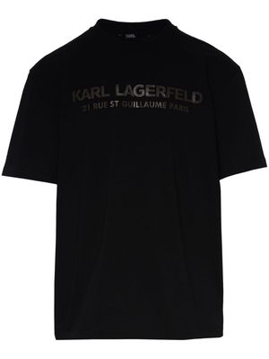 Karl Lagerfeld faux leather-logo cotton T-shirt - Black