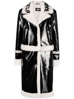 Karl Lagerfeld faux-shearling single-breasted coat - Black