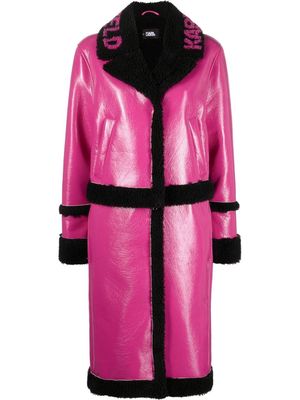 Karl Lagerfeld faux-shearling single-breasted coat - Pink