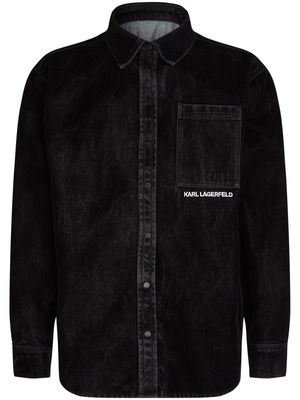 Karl Lagerfeld Flock logo-embroidered denim shirt - Black