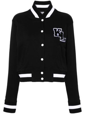 Karl Lagerfeld flocked-logo bomber jacket - Black