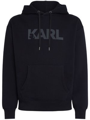 Karl Lagerfeld flocked-logo organic-cotton hoodie - Black