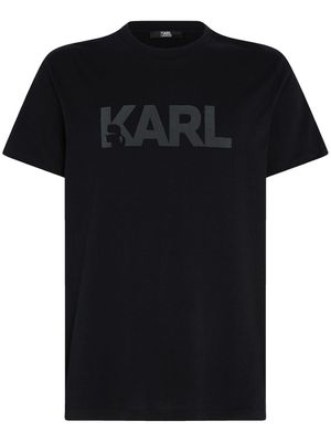 Karl Lagerfeld flocked-logo organic-cotton T-shirt - Black