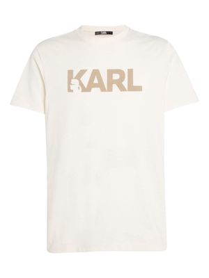 Karl Lagerfeld flocked-logo organic-cotton T-shirt - White