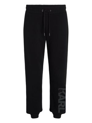 Karl Lagerfeld flocked-logo organic-cotton track pants - Black