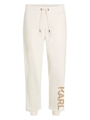 Karl Lagerfeld flocked-logo organic-cotton track pants - Neutrals