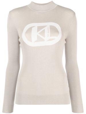 Karl Lagerfeld flocked ribbed-knit logo jumper - Neutrals