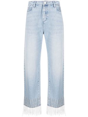 Karl Lagerfeld fringe-detail cropped jeans - Blue