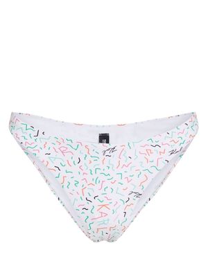 Karl Lagerfeld geometric-print high-leg bikini bottoms - White