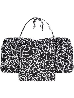 Karl Lagerfeld giraffe-print off-shoulder blouse - Black