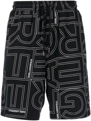 Karl Lagerfeld graphic-print drawstring Bermuda shorts - Black