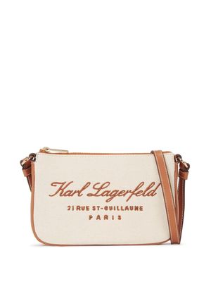 Karl Lagerfeld Hotel Karl canvas clutch bag - Neutrals