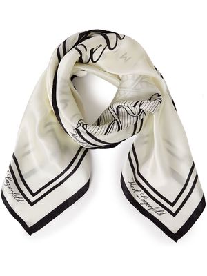 Karl Lagerfeld Hotel Karl logo-print silk scarf - White