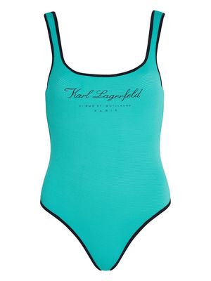 Karl Lagerfeld Hotel Karl logo-print swimsuit - Green