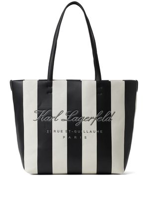 Karl Lagerfeld Hotel Karl striped canvas beach bag - Black