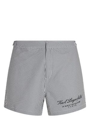 Karl Lagerfeld Hotel Karl striped swim shorts - White