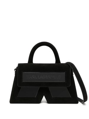 Karl Lagerfeld Icon K suede crossbody bag - Black