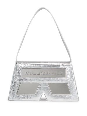 Karl Lagerfeld IKON/K crocodile-effect shoulder bag - Silver