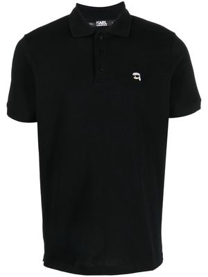 Karl Lagerfeld Ikonik 2.0 embroidered polo shirt - Black