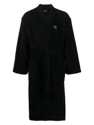 Karl Lagerfeld Ikonik embroidered bath robe - Black