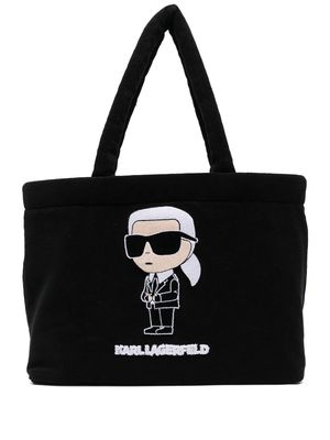Karl Lagerfeld Ikonik logo-embroidered tote bag - Black