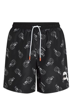 Karl Lagerfeld Ikonik logo-print swim shorts - Black