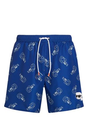 Karl Lagerfeld Ikonik logo-print swim shorts - Blue