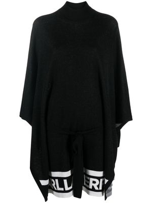 Karl Lagerfeld intarsia-logo knitted poncho - Black