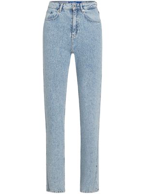 Karl Lagerfeld Jeans bouclé-finish high-rise straight-leg jeans - Blue