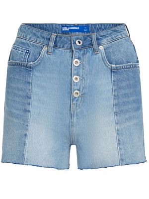Karl Lagerfeld Jeans colour-block high-rise denim shorts - Blue