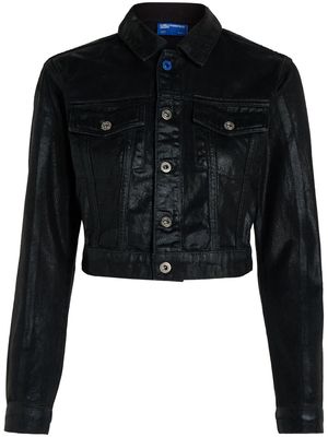 Karl Lagerfeld Jeans cropped coated denim jacket - Black