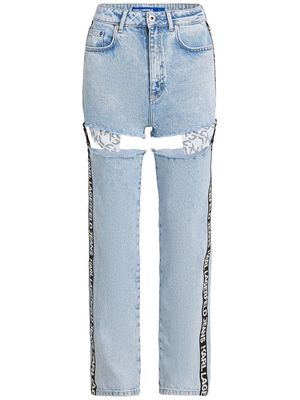 Karl Lagerfeld Jeans cut-out high-rise straight-leg jeans - Blue