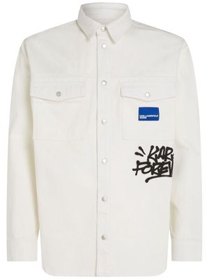 Karl Lagerfeld Jeans graffiti-print twill shirt jacket - Neutrals