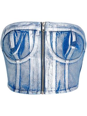 Karl Lagerfeld Jeans KLJ-appliqué denim bustier top - Blue