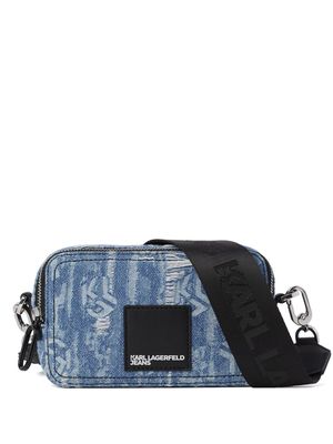 Karl Lagerfeld Jeans KLJ distressed denim crossbody bag - Blue