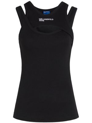 Karl Lagerfeld Jeans KLJ logo-embroidered tank top - Black