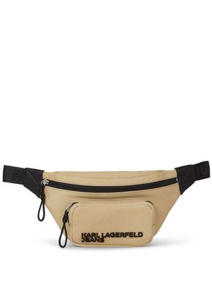Karl Lagerfeld Jeans logo-embossed canvas belt bag - Neutrals