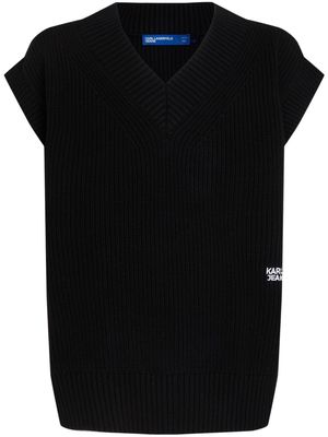 Karl Lagerfeld Jeans logo-embroidered cotton vest - Black