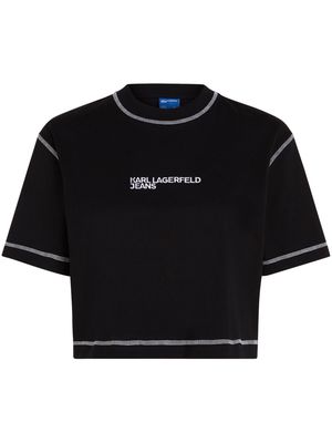 Karl Lagerfeld Jeans logo-embroidered cropped T-shirt - Black