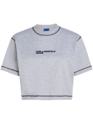 Karl Lagerfeld Jeans logo-embroidered cropped T-shirt - Grey